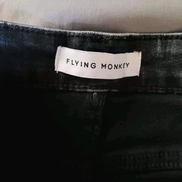 Flying Monkey Jeans Womens Size 25 High Rise Charcoal Black Distressed Stretchy - Picture 3 of 9